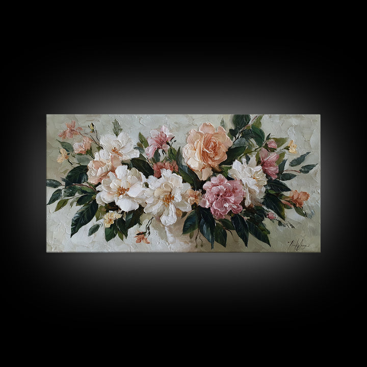 Botanical Vase Painting Canvas Print, Living Room Art, Printable, Living Room Decor, Oil Painting, Living, Printable Art, LIR-2x1-94