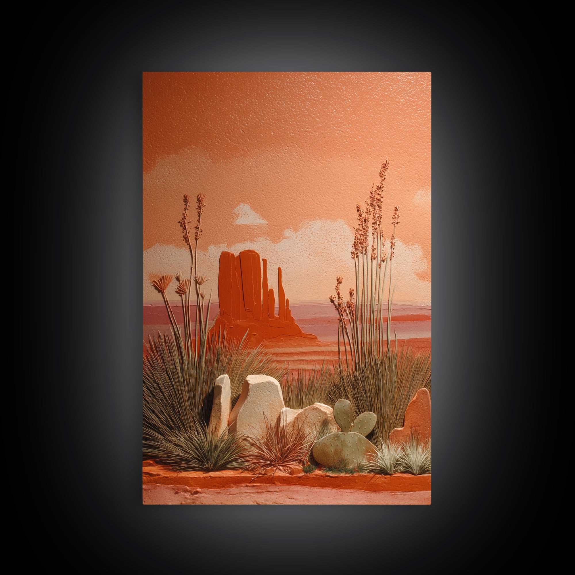 Earthy Desert Landscape Framed Canvas Print, Living Room Art, Art Nouveau, Living Room Decor, Fine Art, Living, Modern Wall Art, LIR-2x3-20