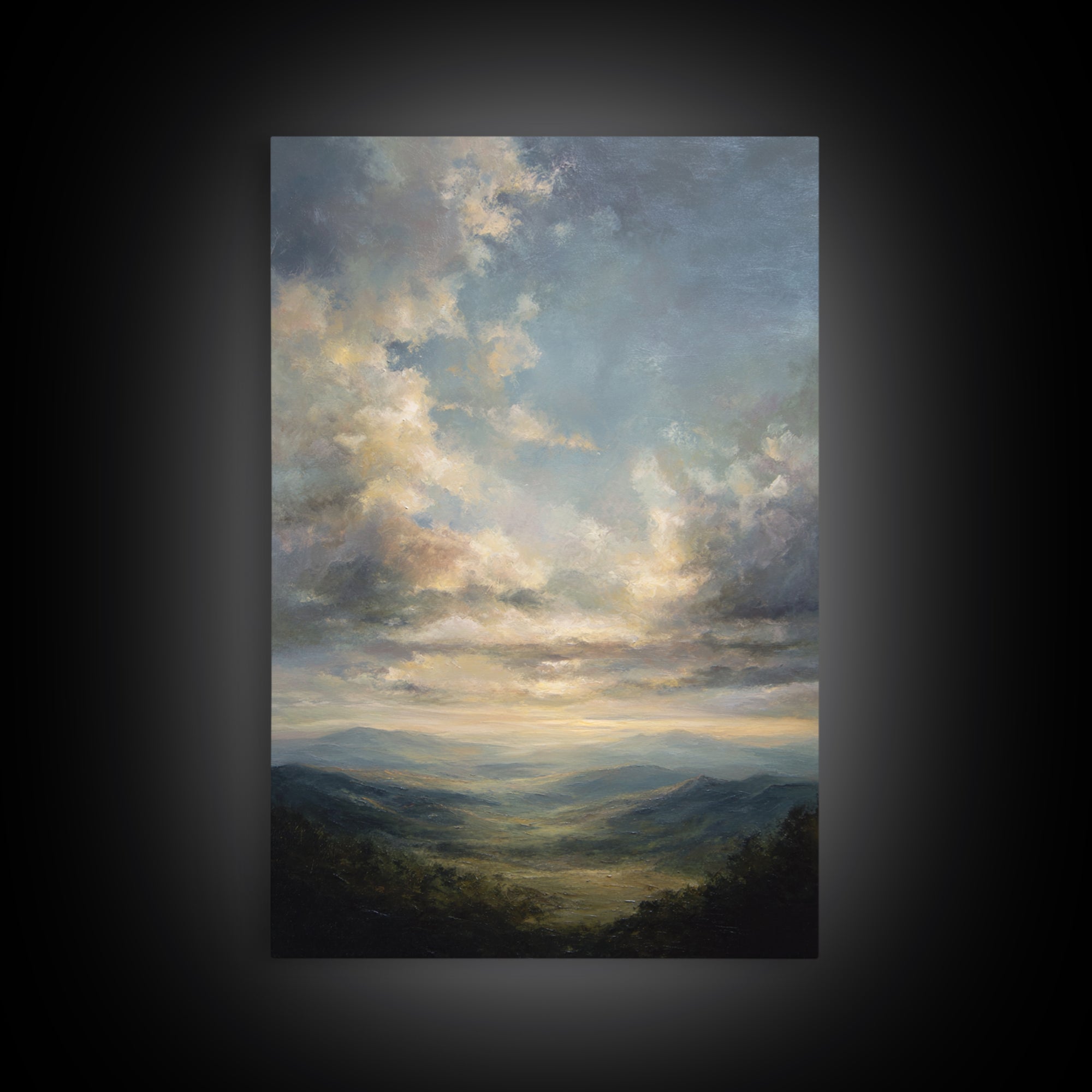 Large Cloudscape with Gentle Movement Framed Canvas Print, Living Room Art, Room Decor, Living Room Decor, Fine Art, Living, LIR-2x3-3