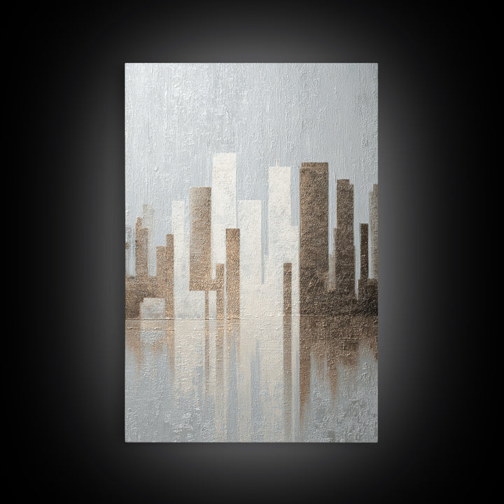 Modern City Skyline Framed Canvas Print, Living Room Art, Minimalist Decor, Living Room Decor, Fine Art, Living, LIR-2x3-30
