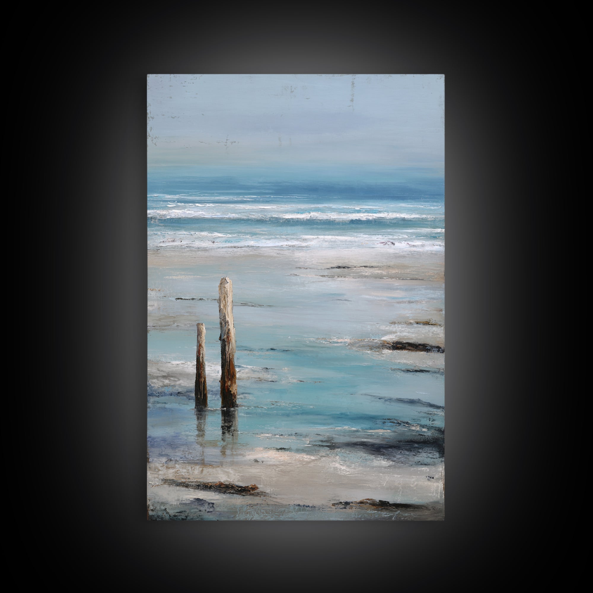 Moody Seascape for Dramatic Focal Point Framed Canvas Print, Living Room Art, Art Print, Living Room Decor, Fine Art, Living, LIR-2x3-38