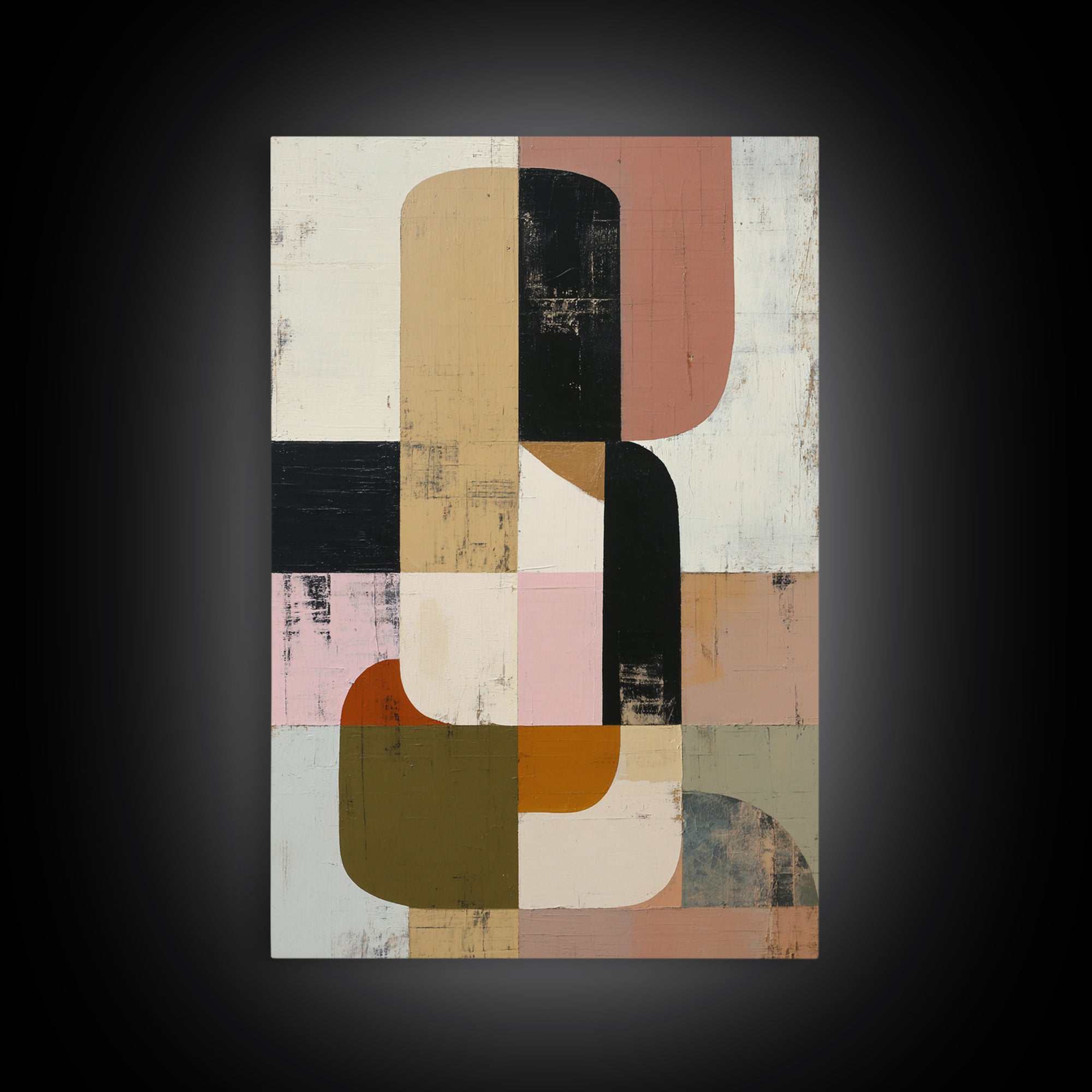 Mid Century Geometric Artwork Canvas Print, Living Room Art, Contemporary Art, Living Room Decor, Abstract Art, Living, LIR-2x3-40