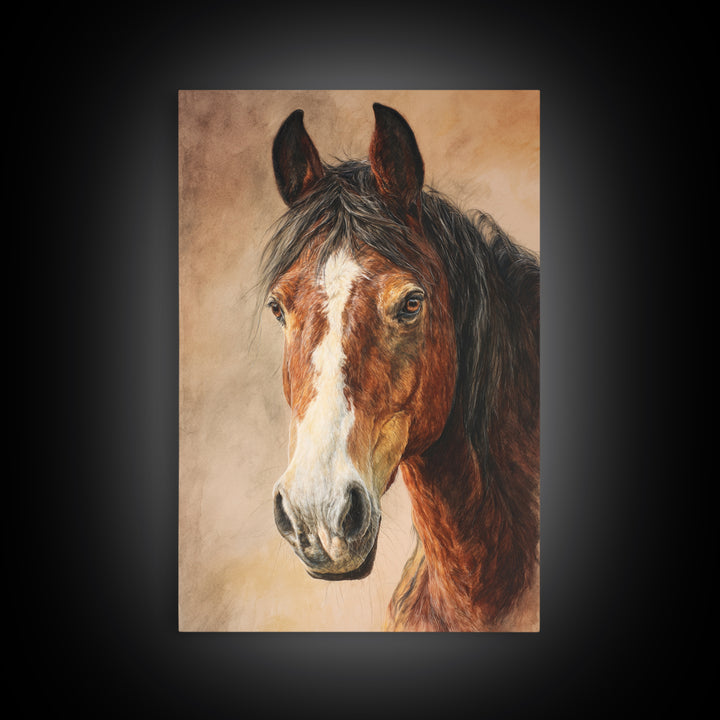 Contemporary Horse Portrait Framed Canvas Print, Living Room Art, Home Decor, Living Room Decor, Fine Art, Living, LIR-2x3-42