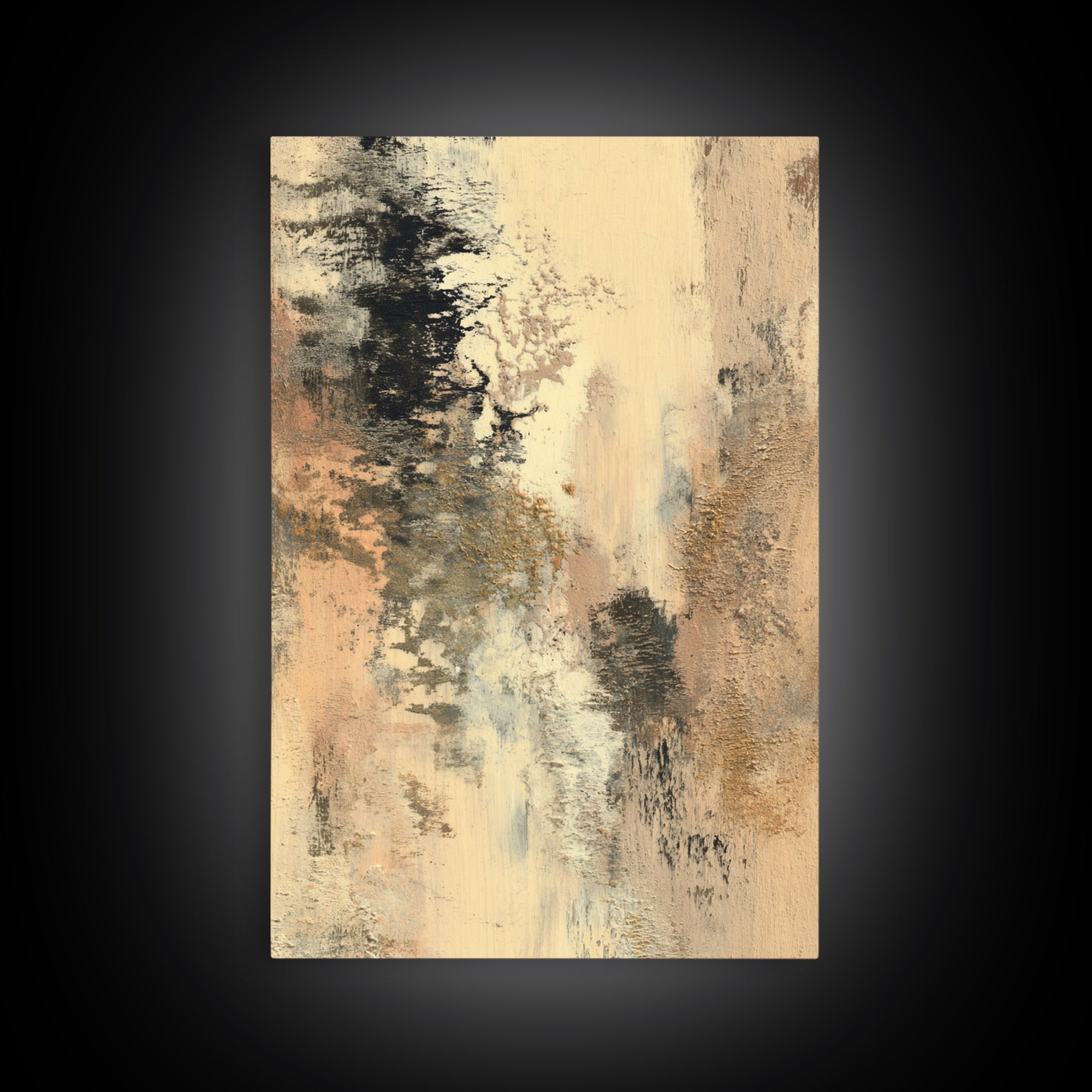 Gold Accented Abstract Brushwork Framed Canvas Print, Living Room Art, Art, Living Room Decor, Fine Art, Living, Art Nouveau, LIR-2x3-46