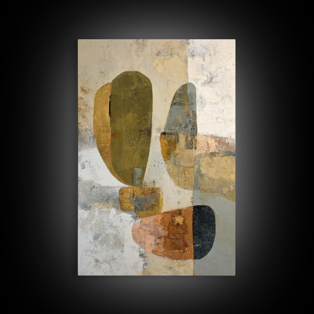 Abstract Organic Shapes Framed Canvas Print, Living Room Art, Oil Painting, Living Room Decor, Fine Art, Living, Boho Wall Art, LIR-2x3-47