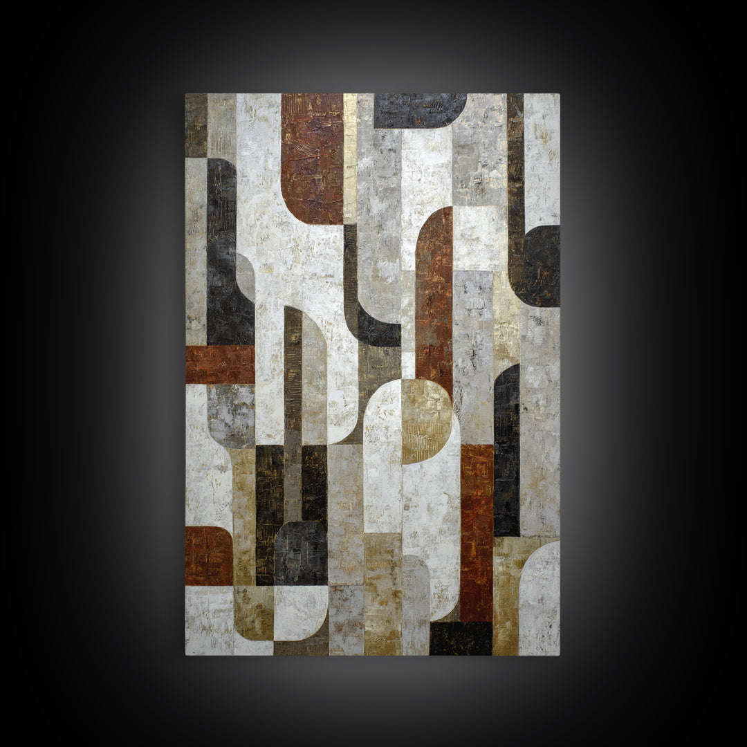 Monochrome Stone Texture Abstraction Framed Canvas Print, Living Room Art, Art Nouveau, Living Room Decor, Abstract Art, Living, LIR-2x3-53