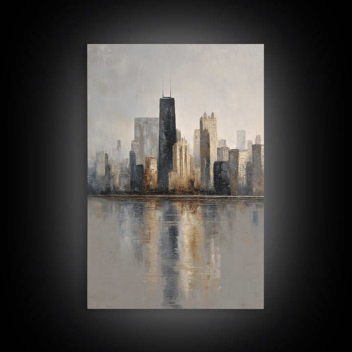 Modern City Skyline Canvas Print, Living Room Art, Living Room Decor, Abstract Art, Living, Bedroom Decor, Apartment Decor, LIR-2x3-54