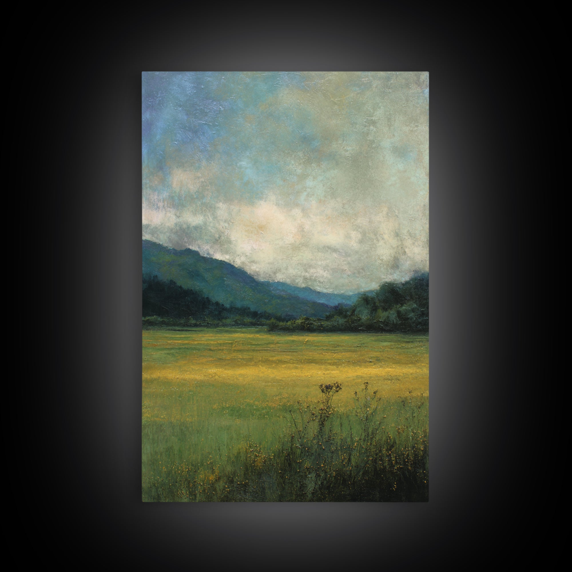 Quiet Meadow Landscape Framed Canvas Print, Living Room Art, Printable, Living Room Decor, Oil Painting, Living, Printable Art, LIR-2x3-55