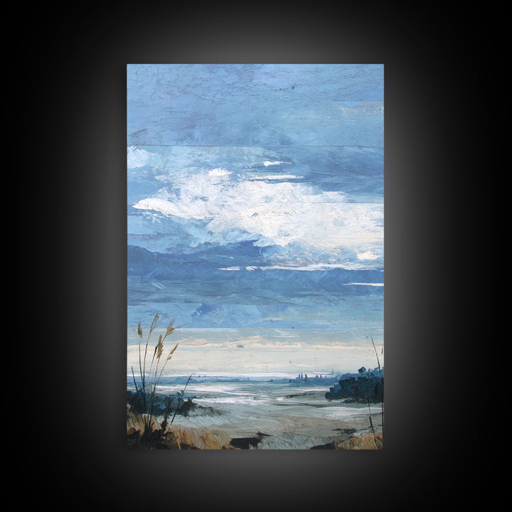 Modern Landscape with Expansive Calm Sky Framed Canvas Print, Living Room Art, Art Nouveau, Living Room Decor, Fine Art, Living, LIR-2x3-59