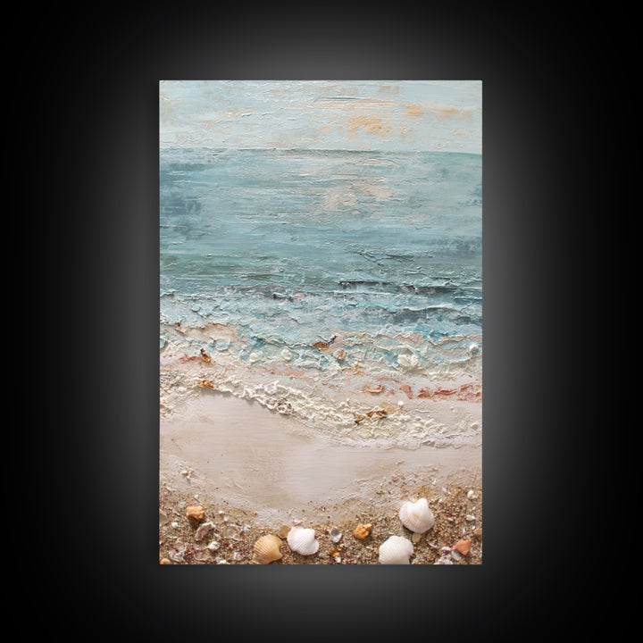 Moody Seascape for Dramatic Focal Point Canvas Print, Living Room Art, Oil Painting, Living Room Decor, Abstract Art, Living, LIR-2x3-62
