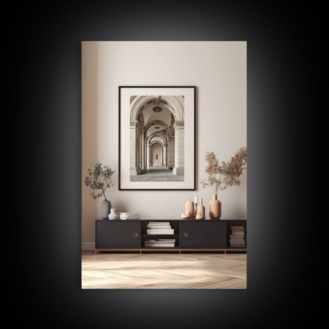 Black and White Architectural Arch Composition Canvas Print, Living Room Art, Abstract Art, Living Room Decor, Living, LIR-2x3-63