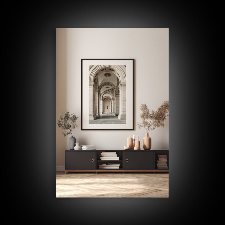 Black and White Architectural Arch Composition Canvas Print, Living Room Art, Abstract Art, Living Room Decor, Living, LIR-2x3-63