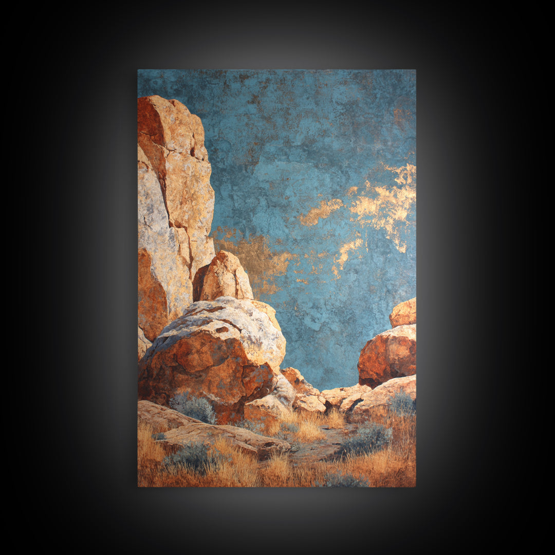 Earthy Desert Landscape Framed Canvas Print, Living Room Art, Apartment Decor, Living Room Decor, Oil Painting, Living, LIR-2x3-68