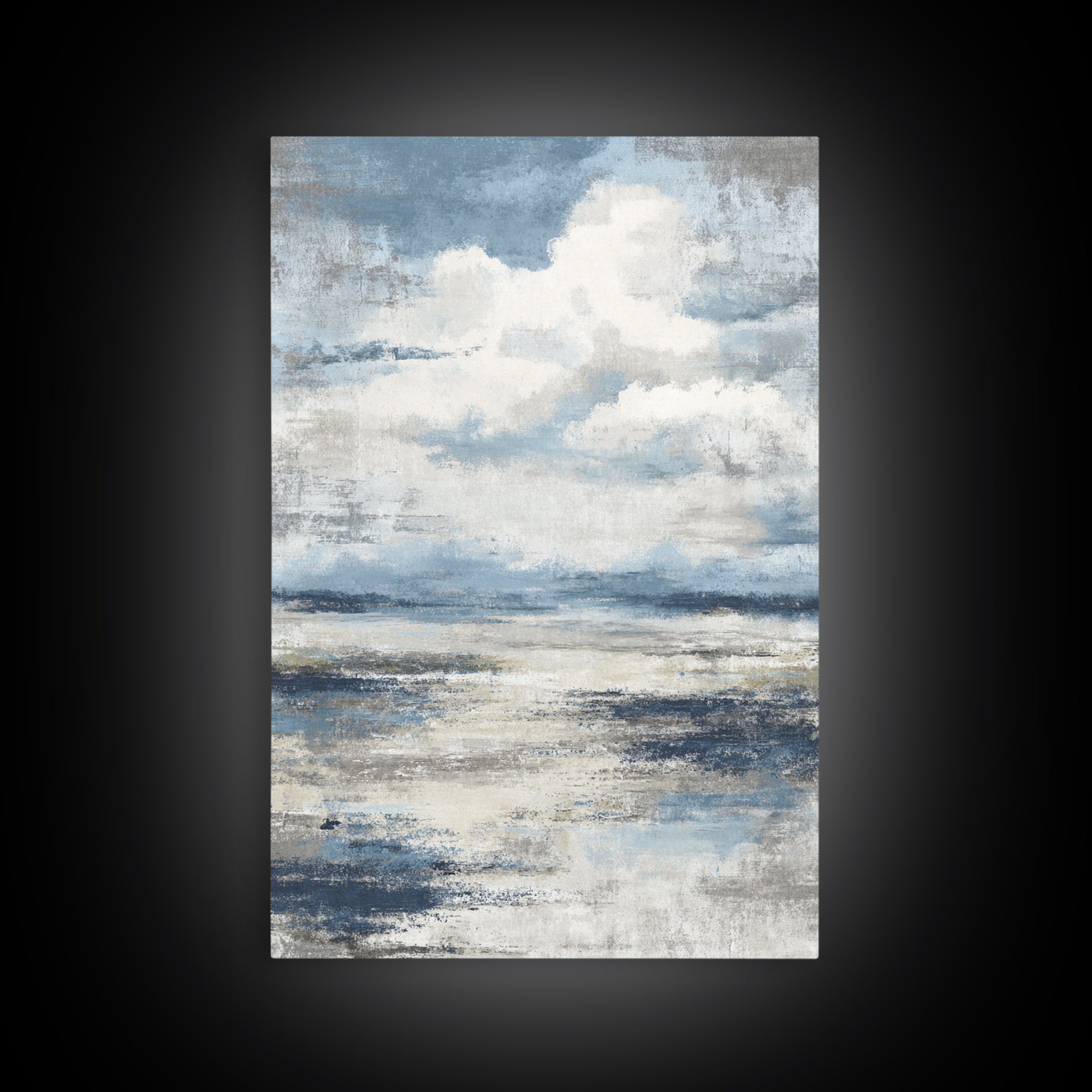Moody Seascape for Dramatic Focal Point Canvas Print, Living Room Art, Oil Painting, Living Room Decor, Abstract Art, Living, LIR-2x3-86