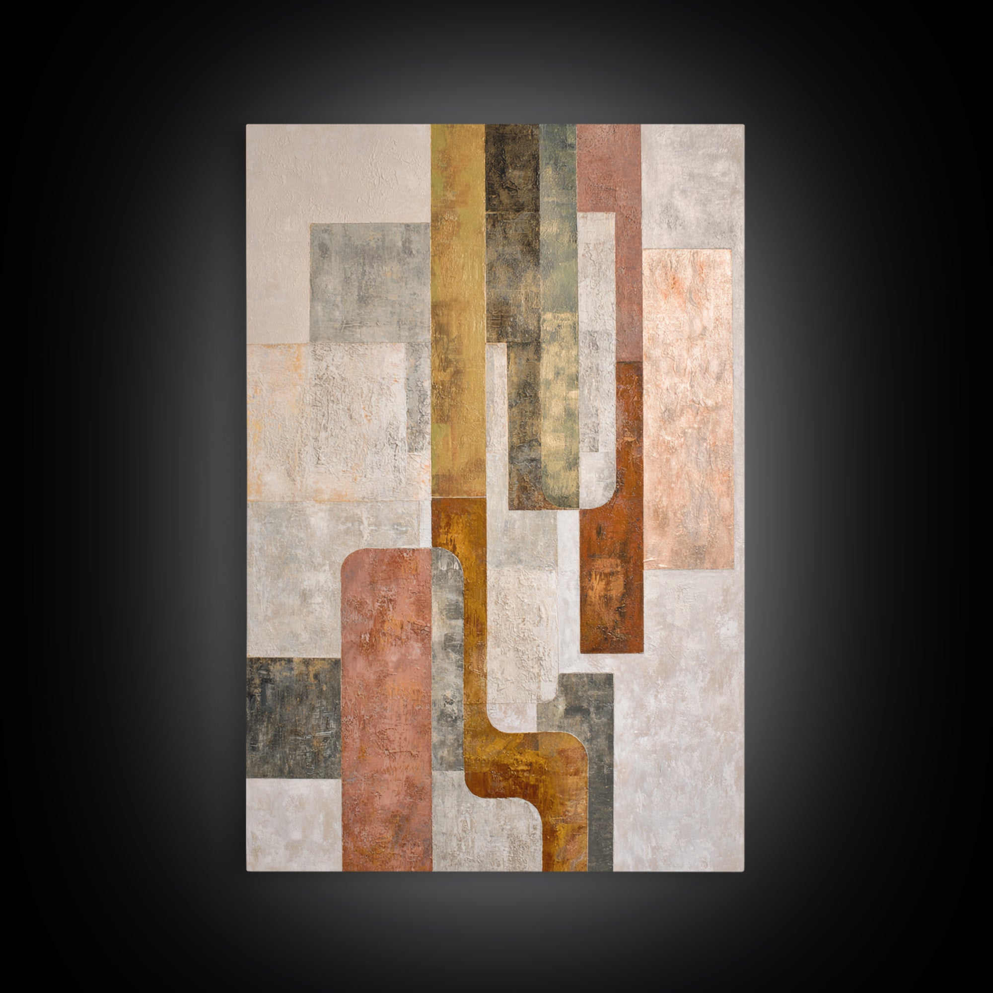 Mid Century Geometric Artwork Framed Canvas Print, Living Room Art, Bedroom Decor, Living Room Decor, Fine Art, Living, LIR-2x3-88
