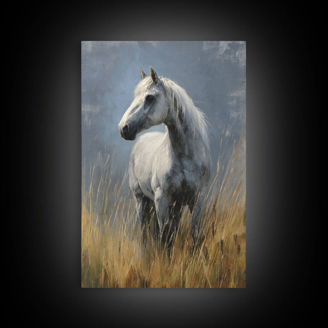 Contemporary Horse Portrait Framed Canvas Print, Living Room Art, Digital Wall Art, Living Room Decor, Fine Art, Living, LIR-2x3-90