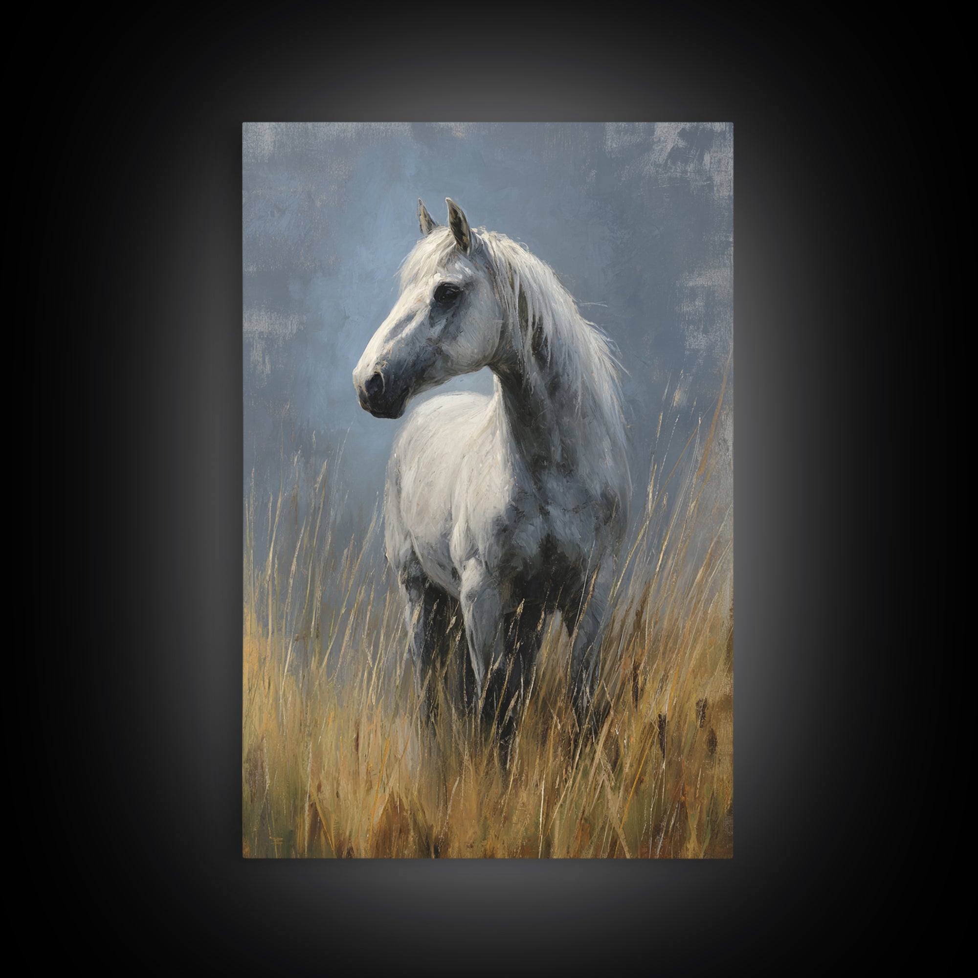 Contemporary Horse Portrait Framed Canvas Print, Living Room Art, Digital Wall Art, Living Room Decor, Fine Art, Living, LIR-2x3-90