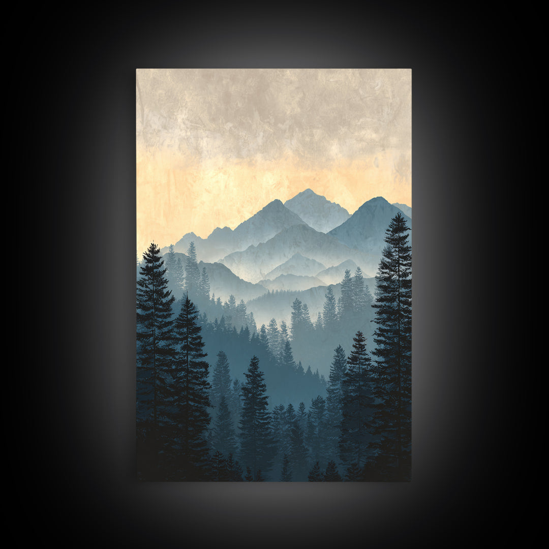 Classic Mountain Panorama for Cozy Interiors Canvas Print, Living Room Art, New Home Gift, Living Room Decor, Fine Art, Living, LIR-2x3-96