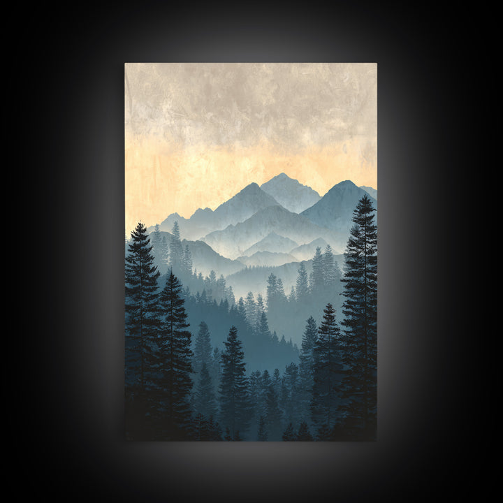 Classic Mountain Panorama for Cozy Interiors Canvas Print, Living Room Art, New Home Gift, Living Room Decor, Fine Art, Living, LIR-2x3-96