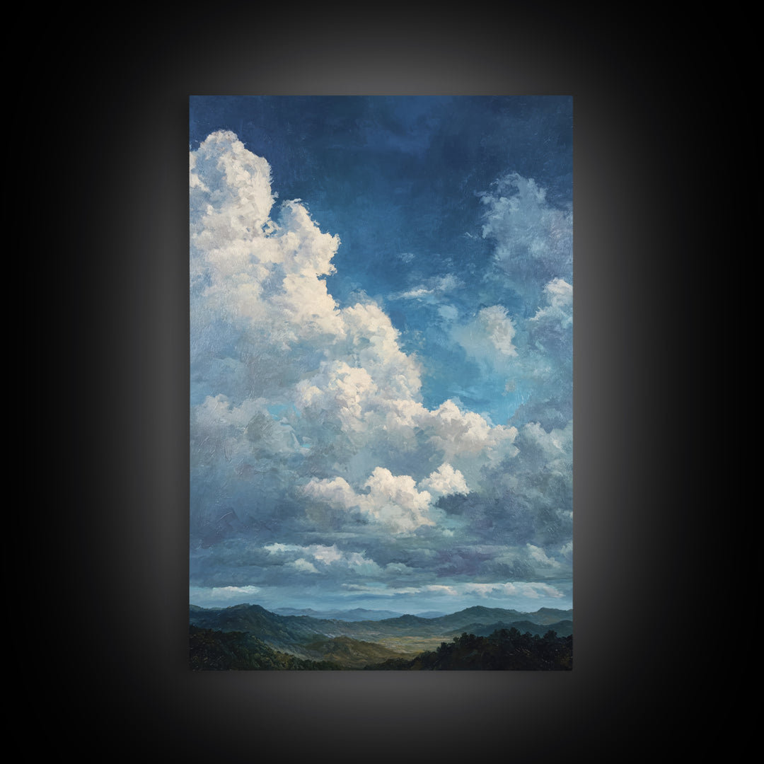 Large Cloudscape with Gentle Movement Canvas Print, Living Room Art, Boho Wall Art, Living Room Decor, Fine Art, Living, LIR-2x3-99