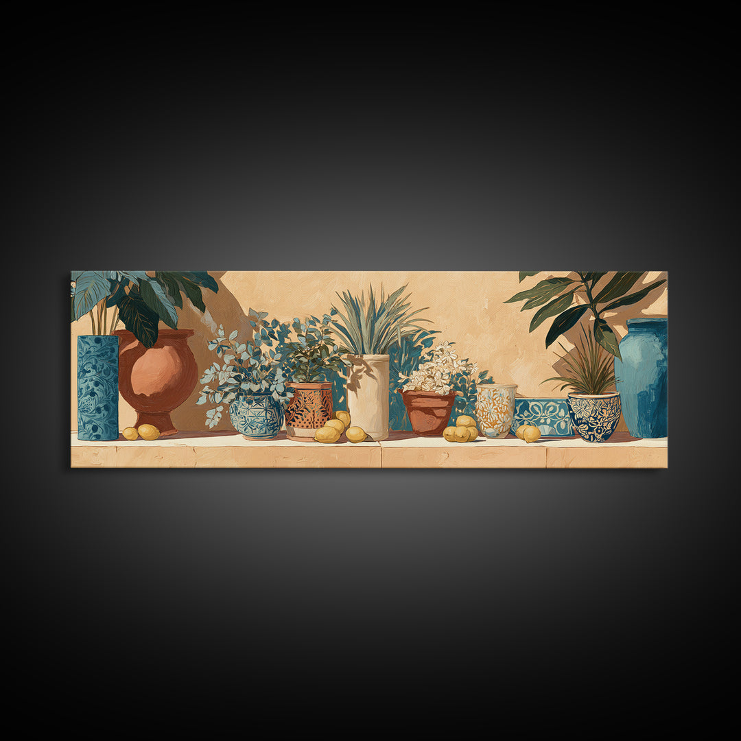 Warm Mediterranean Lemon Still Life Framed Canvas Print, Living Room Art, Art Print, Living Room Decor, Fine Art, Living, LIR-3x1-10