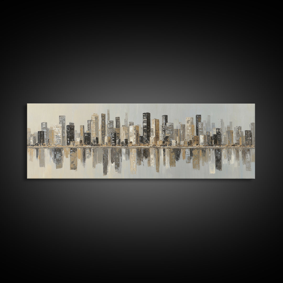 Modern City Skyline Canvas Print, Living Room Art, Modern Decor, Living Room Decor, Abstract Art, Living, Wall Decor, LIR-3x1-14