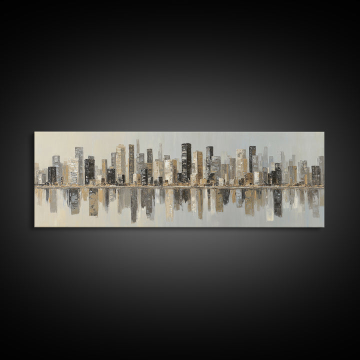 Modern City Skyline Canvas Print, Living Room Art, Modern Decor, Living Room Decor, Abstract Art, Living, Wall Decor, LIR-3x1-14