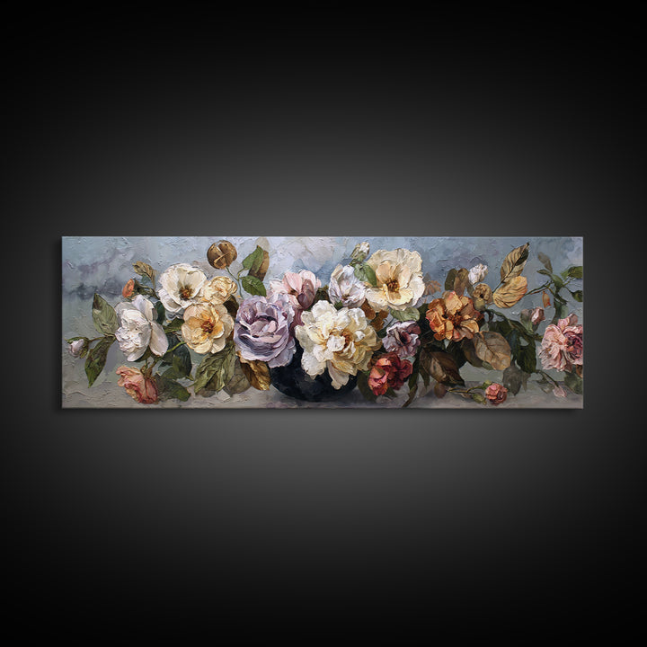 Botanical Vase Painting Framed Canvas Print, Living Room Art, Large Wall Art, Living Room Decor, Watercolor Art, Living, LIR-3x1-18