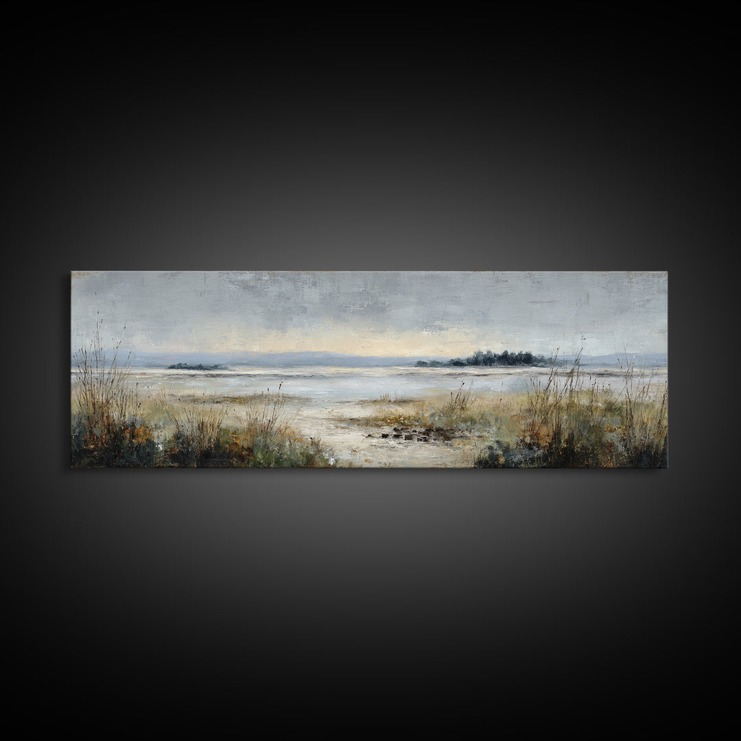Modern Landscape with Expansive Calm Sky Canvas Print, Living Room Art, Luxury Decor, Living Room Decor, Fine Art, Living, LIR-3x1-19