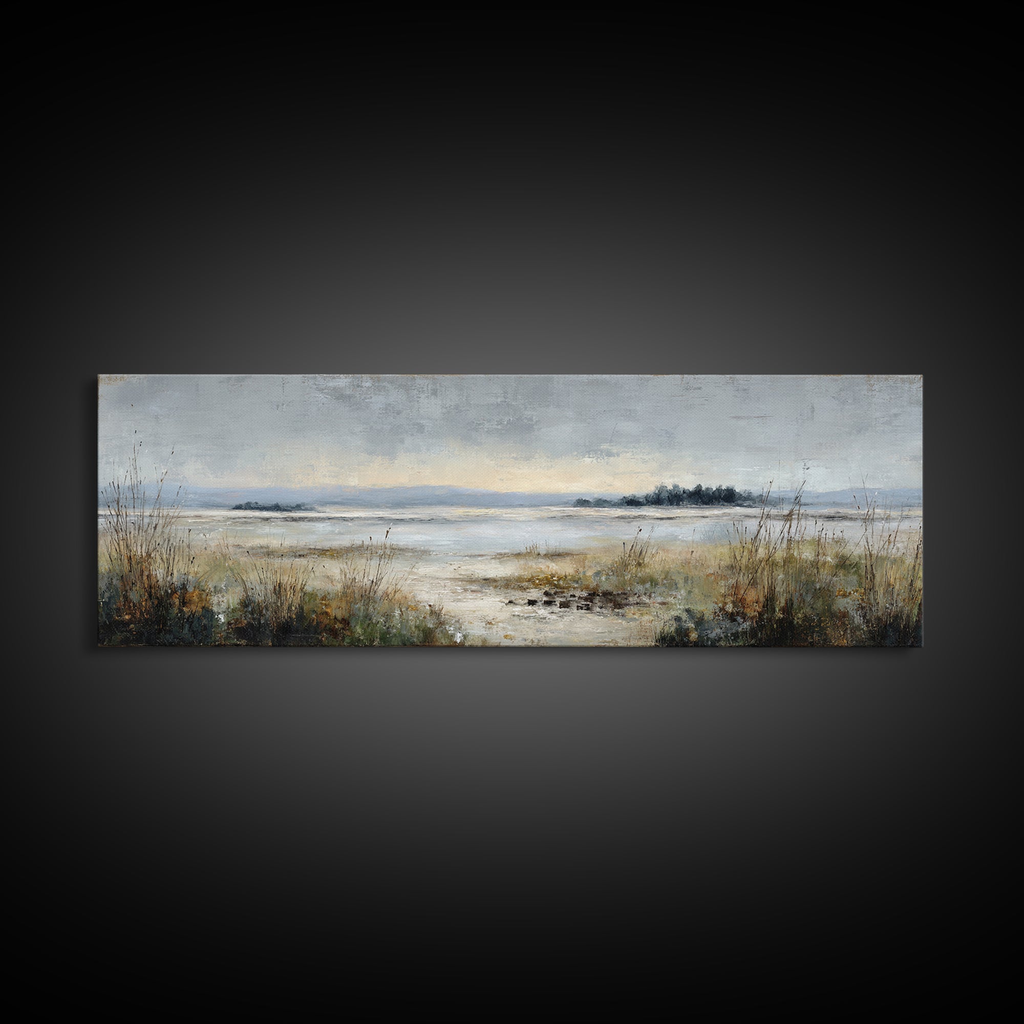 Modern Landscape with Expansive Calm Sky Canvas Print, Living Room Art, Luxury Decor, Living Room Decor, Fine Art, Living, LIR-3x1-19