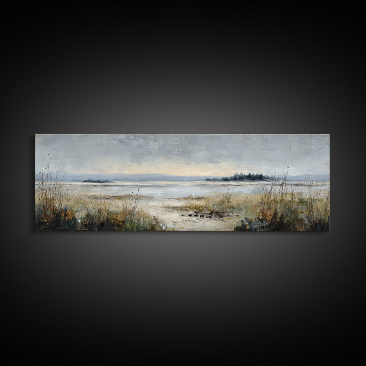 Modern Landscape with Expansive Calm Sky Canvas Print, Living Room Art, Luxury Decor, Living Room Decor, Fine Art, Living, LIR-3x1-19