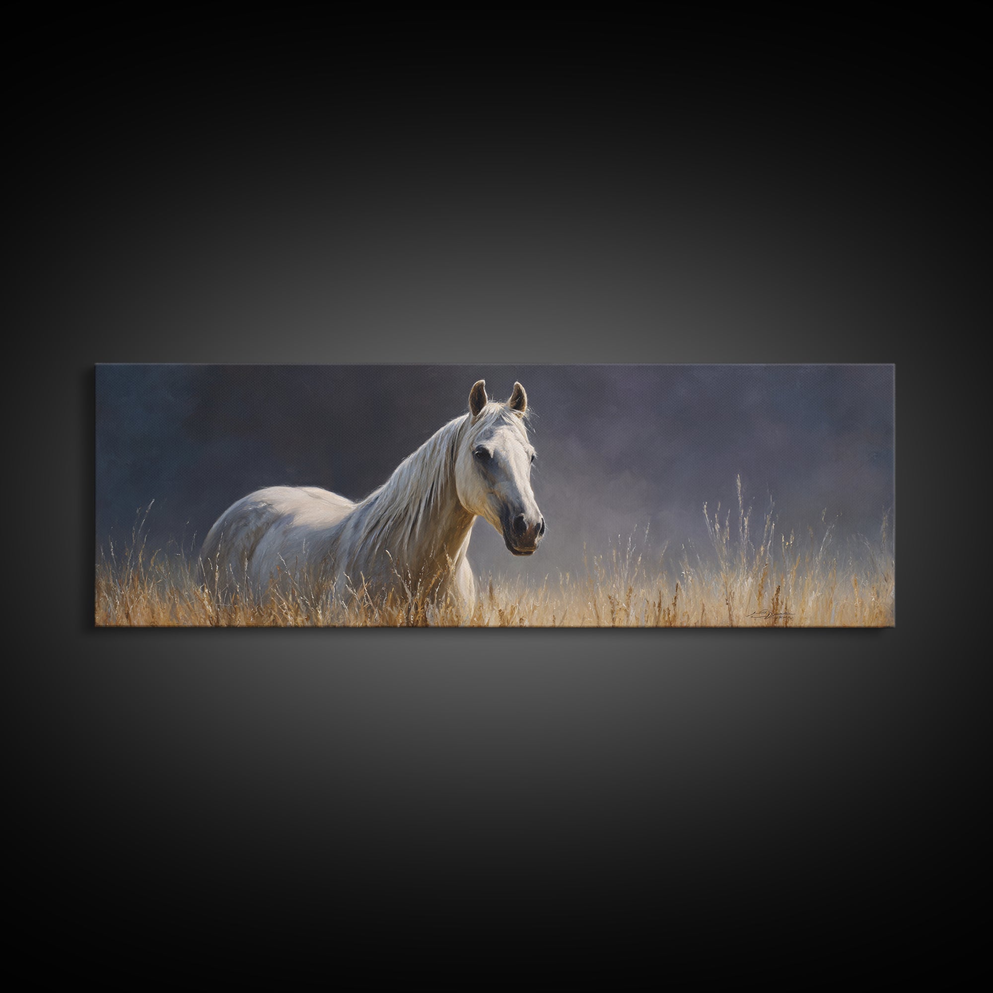 Contemporary Horse Portrait Framed Canvas Print, Living Room Art, Mid Century Modern, Living Room Decor, Oil Painting, Living, LIR-3x1-2