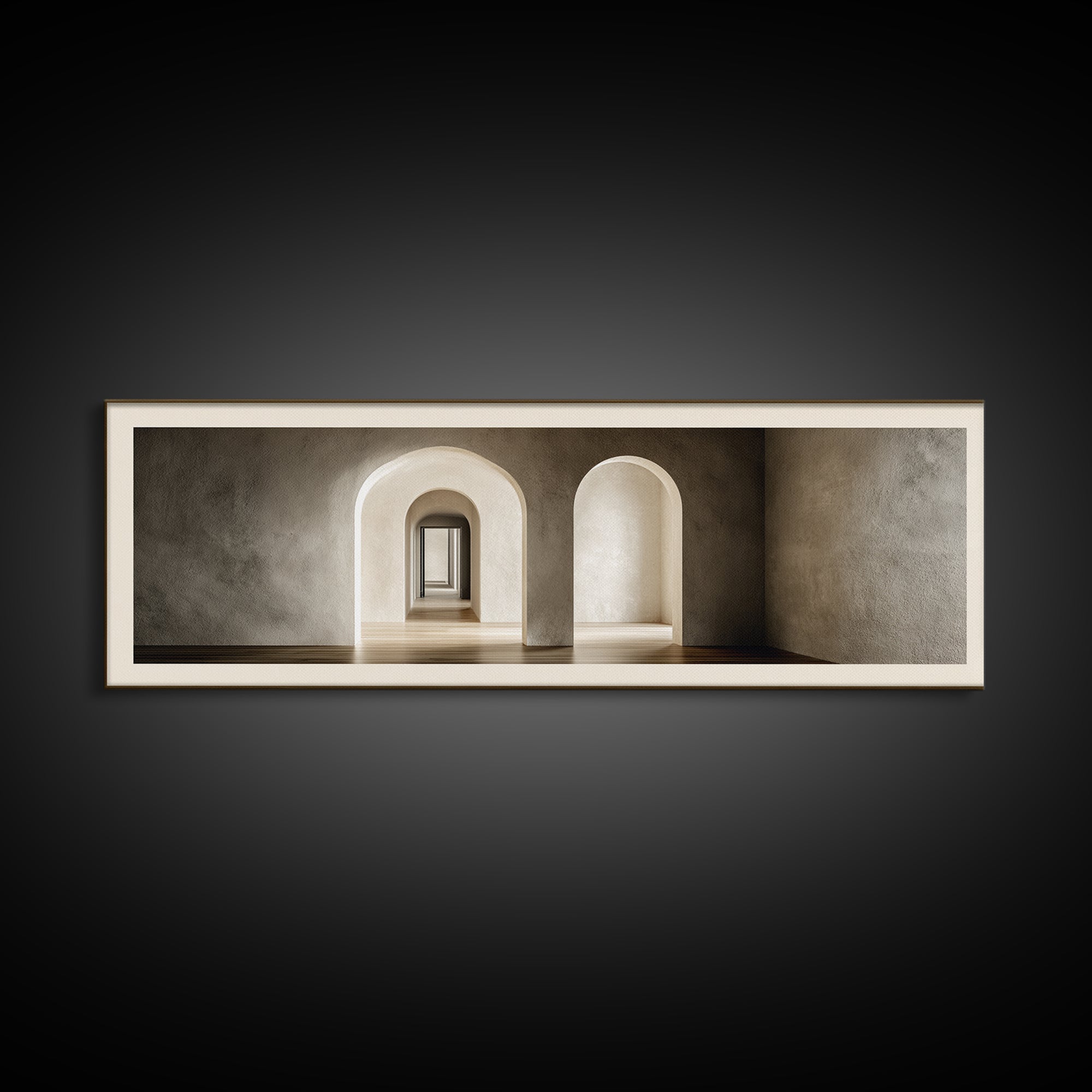 Black and White Architectural Arch Composition Framed Canvas Print, Living Room Art, Room Decor, Living Room Decor, Living, LIR-3x1-23