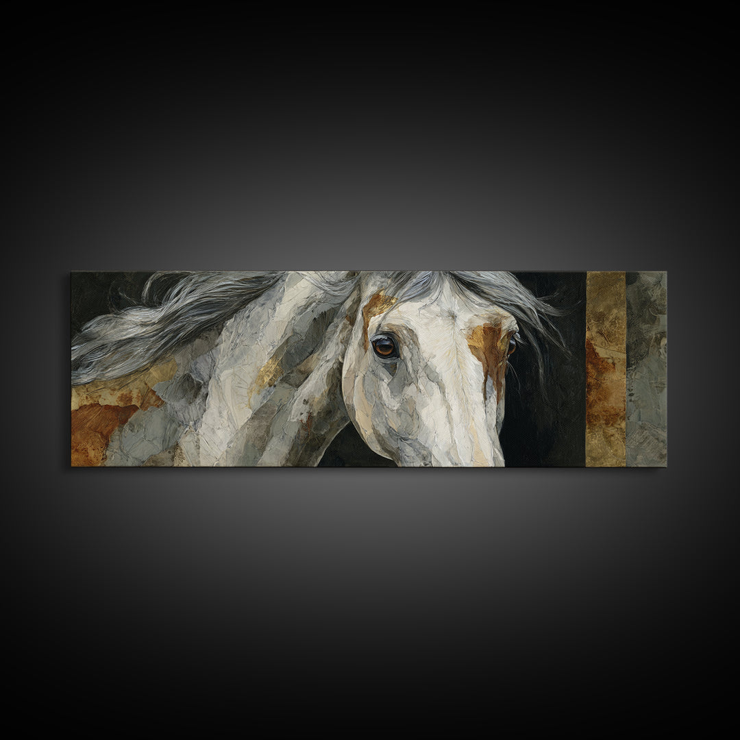 Contemporary Horse Portrait Canvas Print, Living Room Art, Abstract Art, Living Room Decor, Living, Living Room Wall Art, LIR-3x1-26