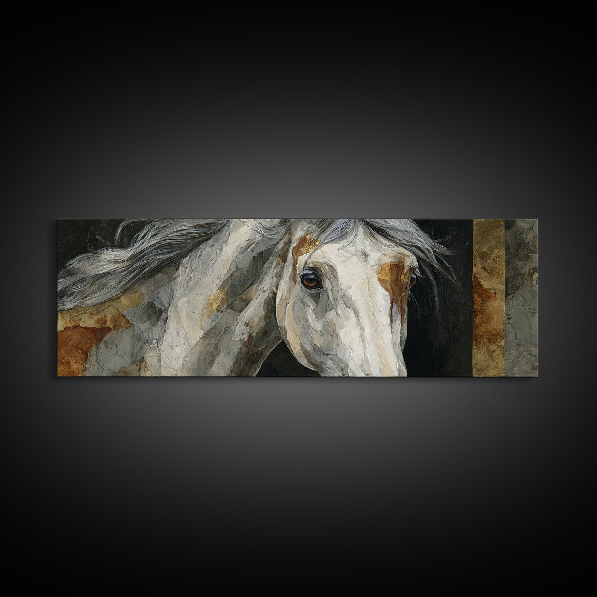 Contemporary Horse Portrait Canvas Print, Living Room Art, Abstract Art, Living Room Decor, Living, Living Room Wall Art, LIR-3x1-26