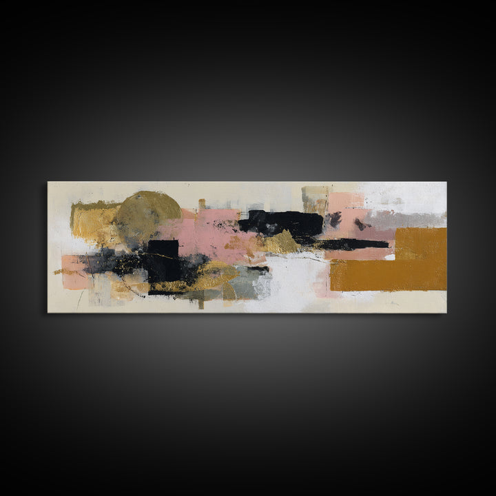 Gold Accented Abstract Brushwork Canvas Print, Living Room Art, Digital Prints, Living Room Decor, Abstract Art, Living, LIR-3x1-30