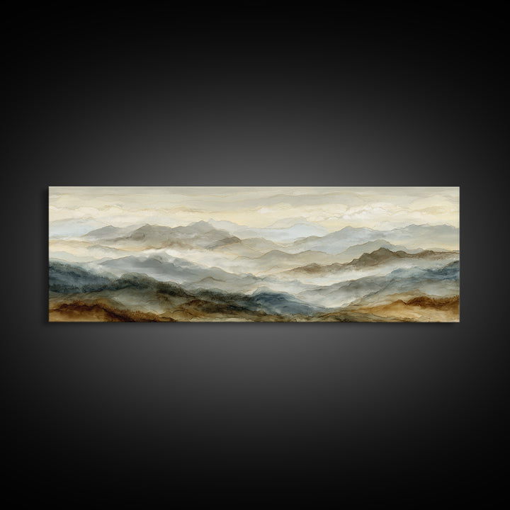 Classic Mountain Panorama for Cozy Interiors Canvas Print, Living Room Art, 3 Piece Wall Art, Living Room Decor, Living, LIR-3x1-32