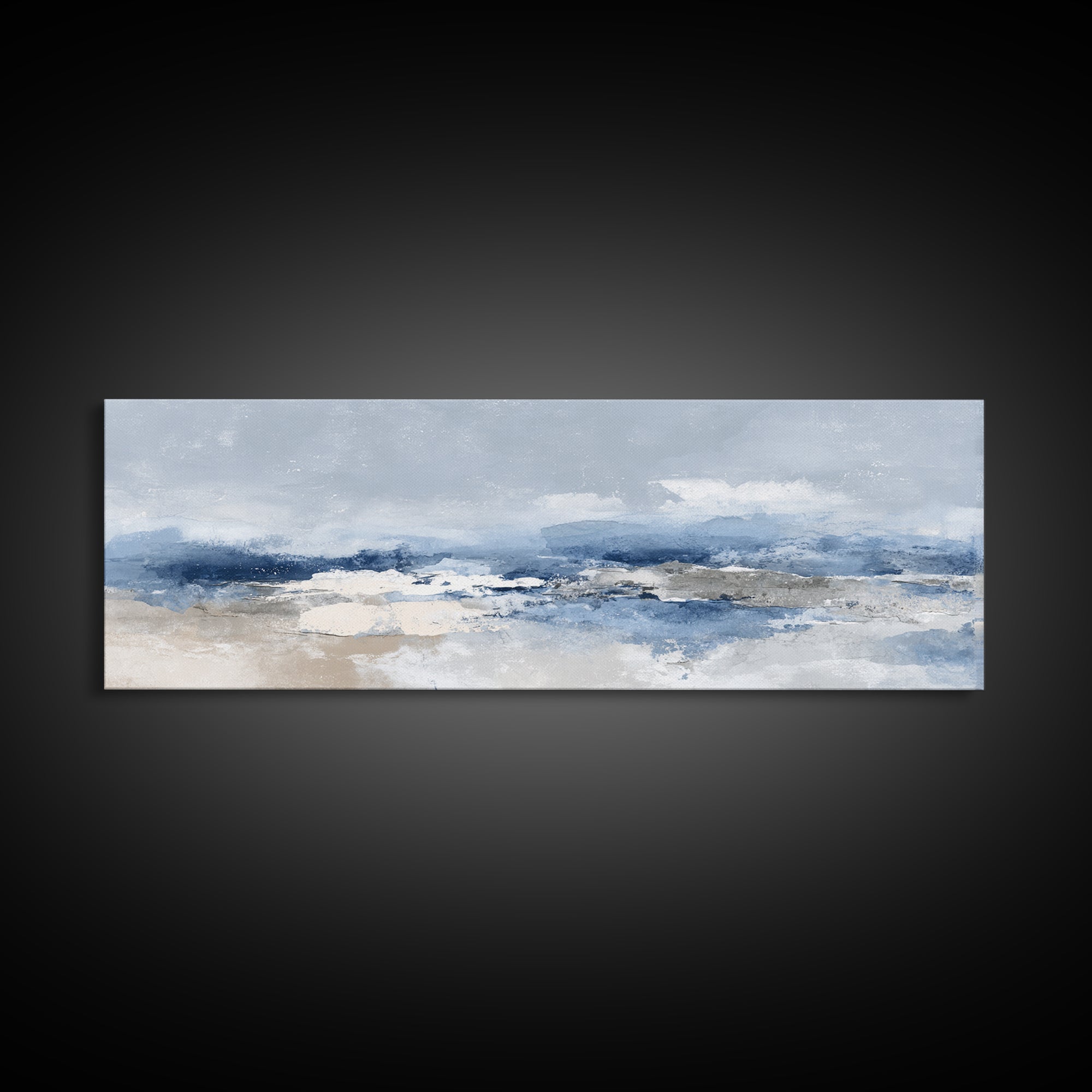 Coastal Aerial Shoreline Framed Canvas Print, Living Room Art, Printable, Living Room Decor, Oil Painting, Living, LIR-3x1-51