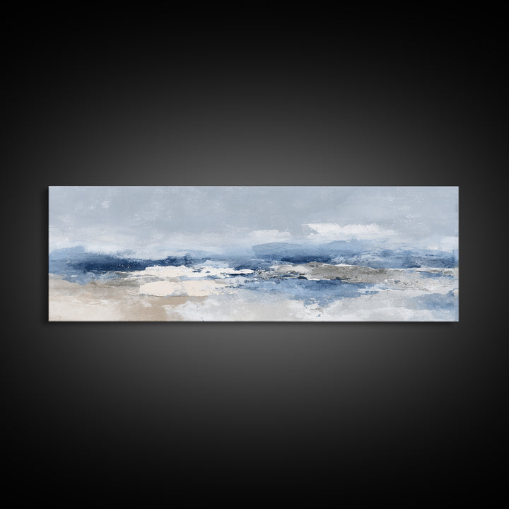 Coastal Aerial Shoreline Framed Canvas Print, Living Room Art, Printable, Living Room Decor, Oil Painting, Living, LIR-3x1-51
