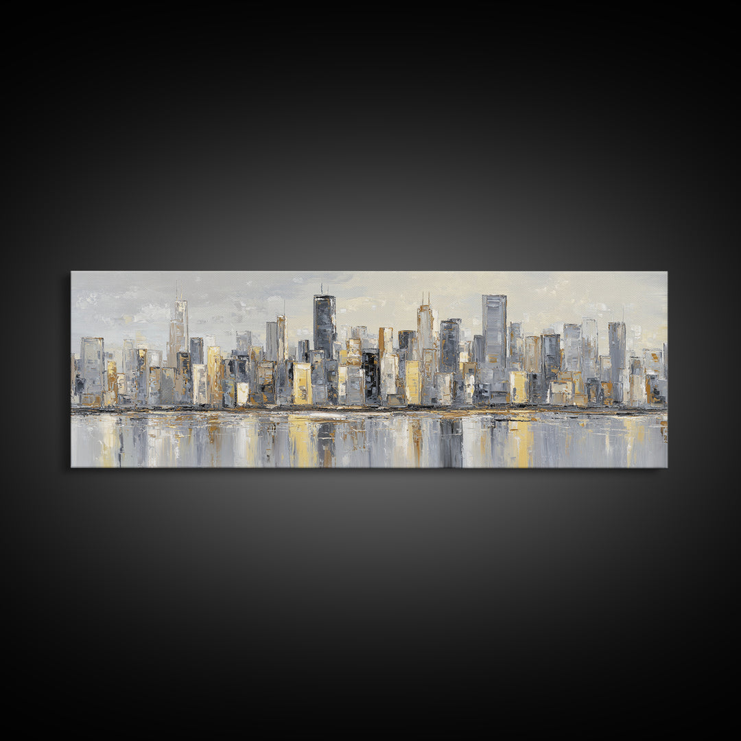 Modern City Skyline Canvas Print, Living Room Art, Boho Decor, Living Room Decor, Fine Art, Living, Digital Prints, Art Print, LIR-3x1-62