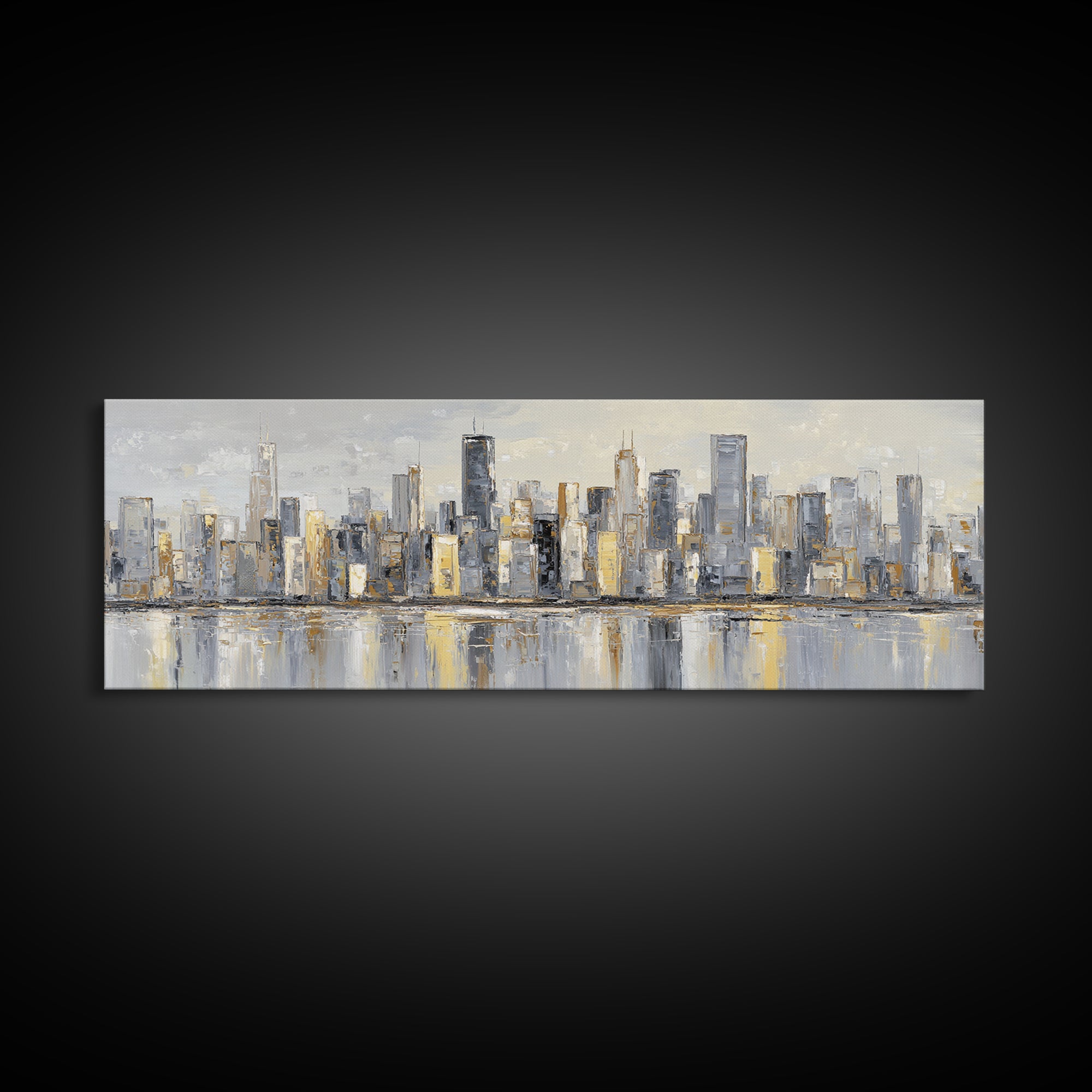 Modern City Skyline Canvas Print, Living Room Art, Boho Decor, Living Room Decor, Fine Art, Living, Digital Prints, Art Print, LIR-3x1-62