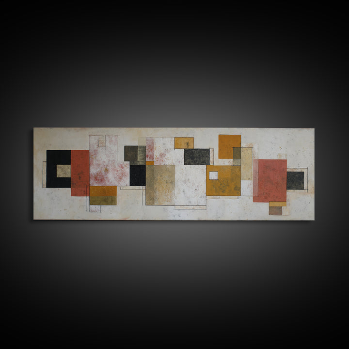 Mid Century Geometric Artwork Framed Canvas Print, Living Room Art, Art, Living Room Decor, Fine Art, Living, Art Nouveau, LIR-3x1-72