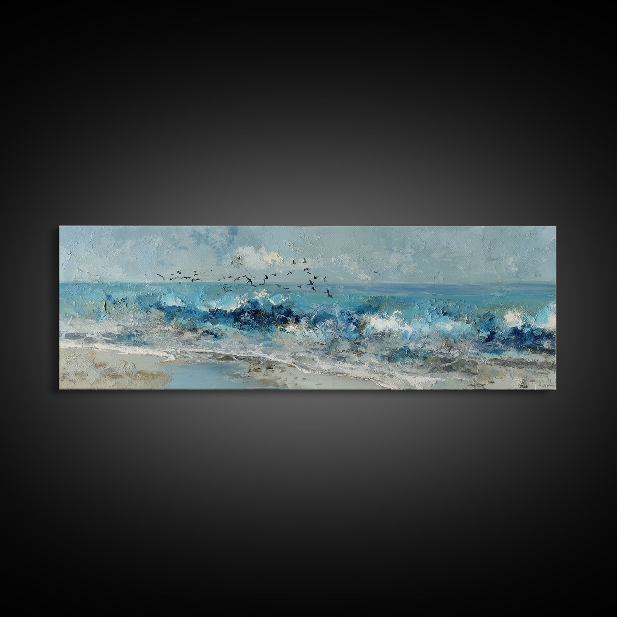 Coastal Aerial Shoreline Canvas Print, Living Room Art, Large Wall Art, Living Room Decor, Fine Art, Living, Dopamine Decor, LIR-3x1-75