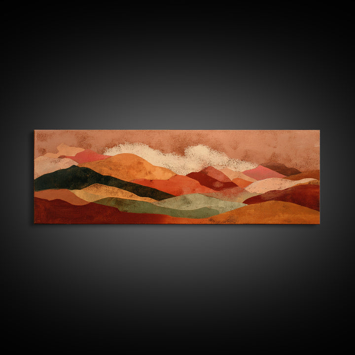 Earthy Desert Landscape Canvas Print, Living Room Art, Wall Decor, Living Room Decor, Oil Painting, Living, Abstract Art, LIR-3x1-76