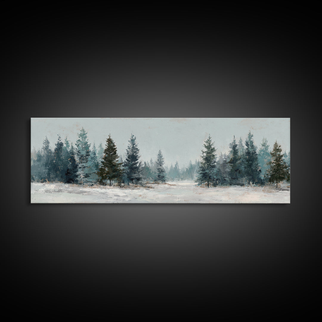 Minimal Scandinavian Forest Framed Canvas Print, Living Room Art, Modern Wall Art, Living Room Decor, Oil Painting, Living, LIR-3x1-77