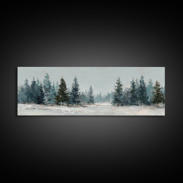 Minimal Scandinavian Forest Framed Canvas Print, Living Room Art, Modern Wall Art, Living Room Decor, Oil Painting, Living, LIR-3x1-77