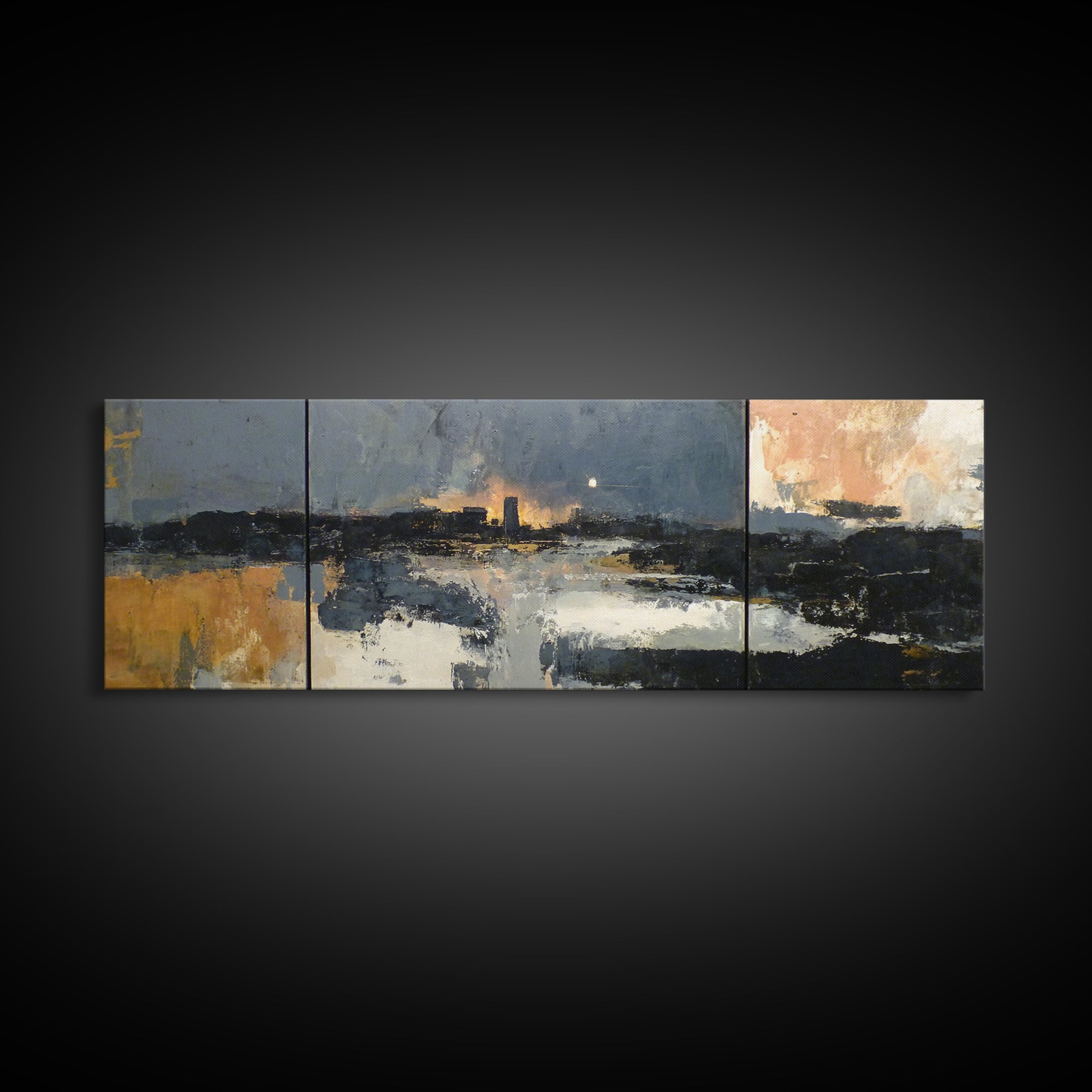 Classic Mountain Panorama for Cozy Interiors Canvas Print, Living Room Art, Painting, Living Room Decor, Fine Art, Living, LIR-3x1-80