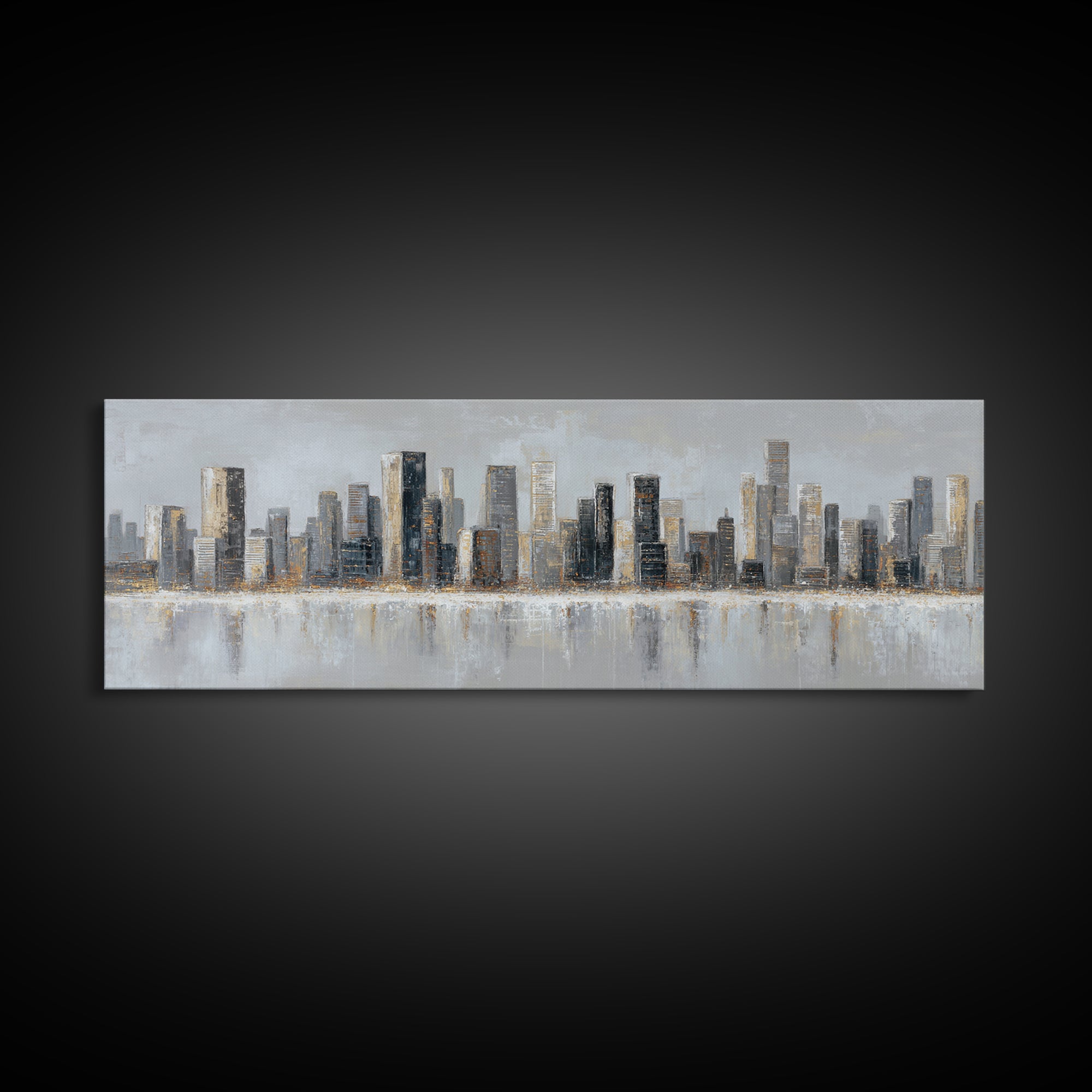 Modern City Skyline Canvas Print, Living Room Art, Abstract Art, Living Room Decor, Living, Living Room Wall Art, LIR-3x1-86