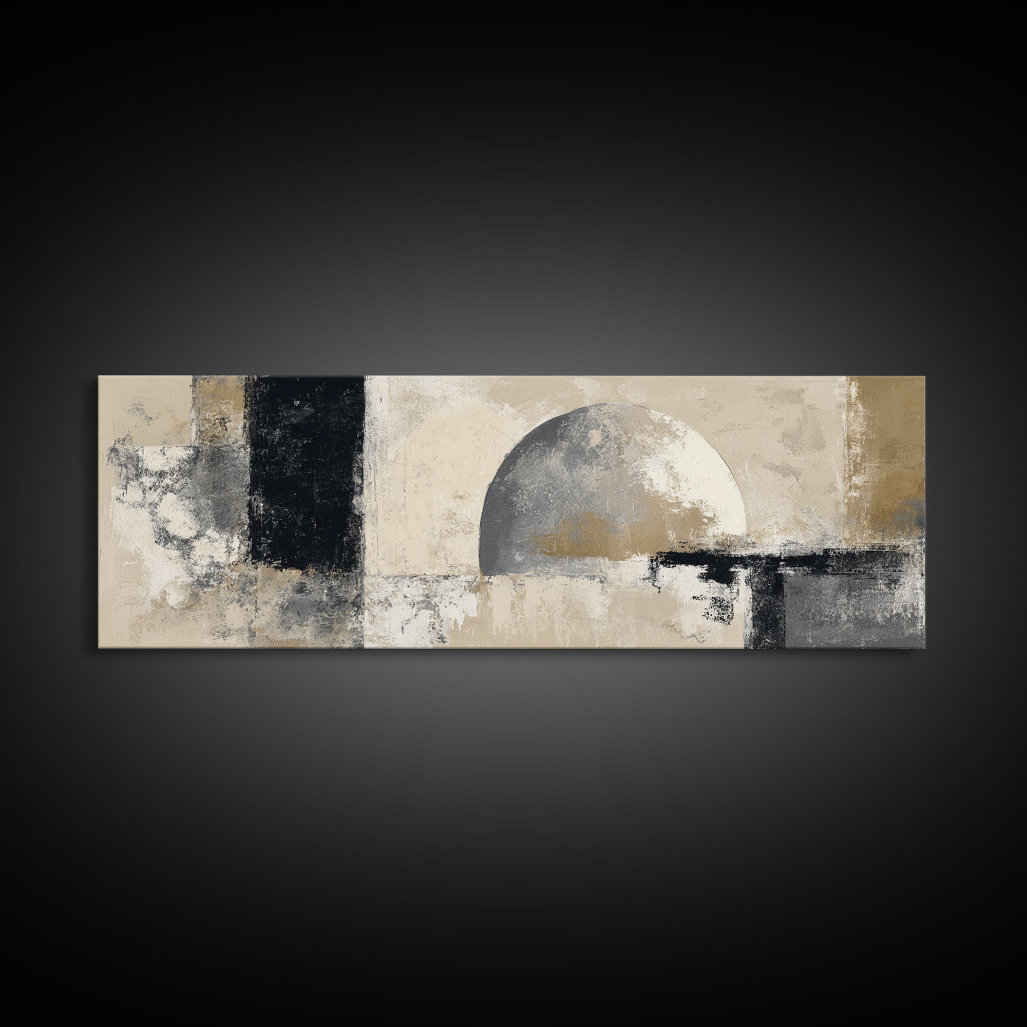 Black and White Architectural Arch Composition Canvas Print, Living Room Art, Home, Living Room Decor, Oil Painting, Living, LIR-3x1-95