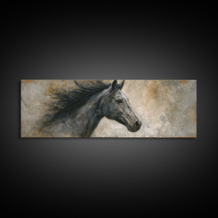 Contemporary Horse Portrait Canvas Print, Living Room Art, Modern Wall Art, Living Room Decor, Fine Art, Living, LIR-3x1-98